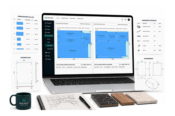 Manufacture with nesting, cut lists and machine-ready files